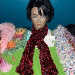 Red Black fun furFuzzy Scarf handmade